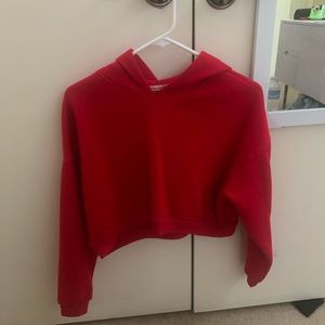 Red crop top hoodie